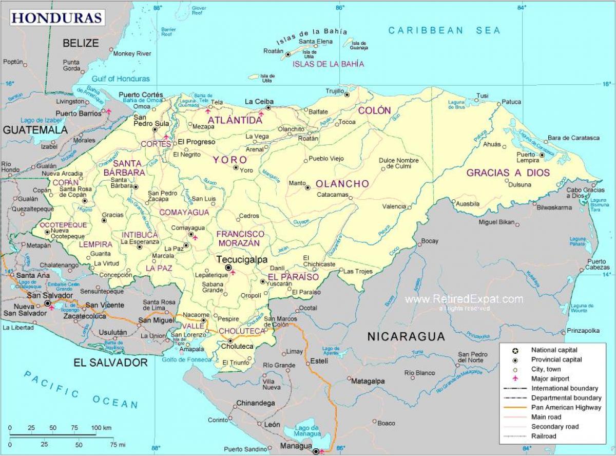карта політична карта Гондурасу