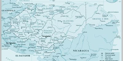 Карта фізична карта Гондурасу